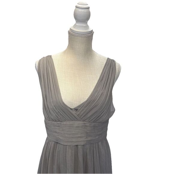 J. Crew  Heidi Dress Silk Chiffon Graphite Gray Pleated Size 8 Cocktail Lined - Picture 7 of 10
